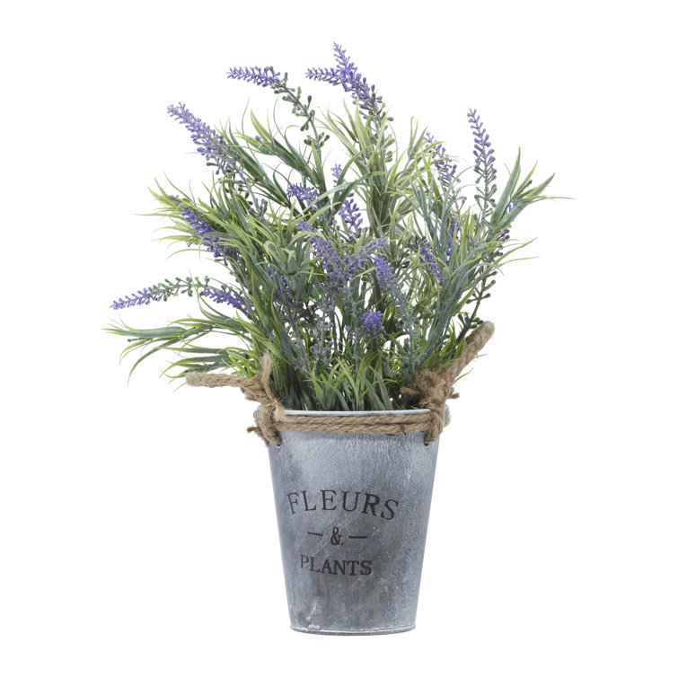 Andover Mills™ 14'' Faux Flowering Plant in Metal Pot Wayfair